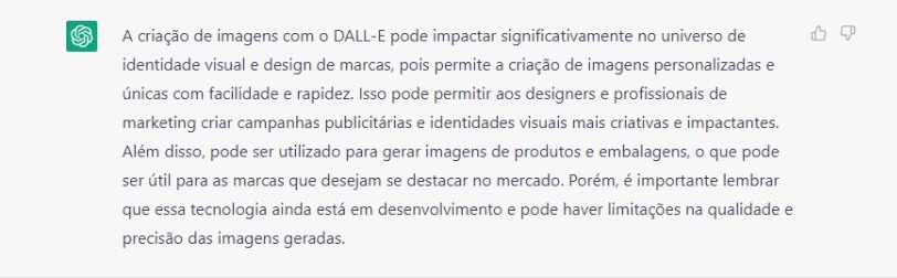 Explicação do ChatGPT sobre a criação de imagens através do DALL-E
