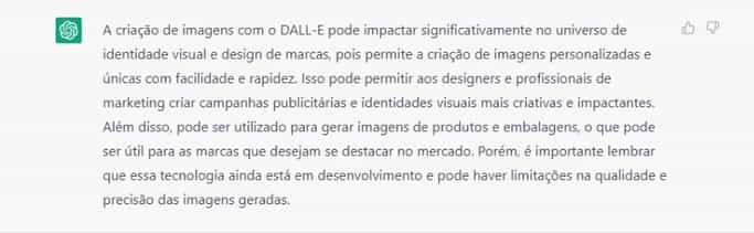 Explicação do ChatGPT sobre a criação de imagens através do DALL-E